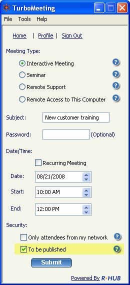 publish meetings